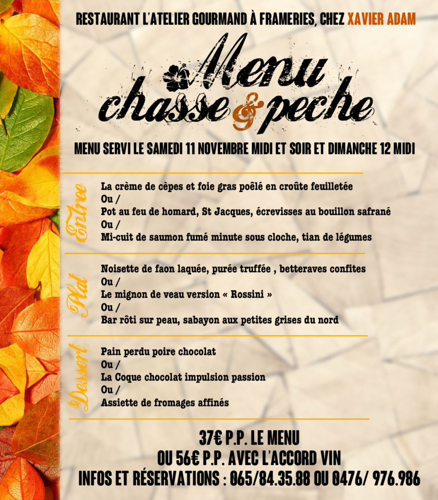 Menu Intuition Du Chef Agenda Traiteur Mons Frameries